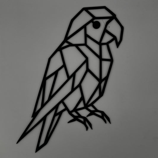 Geometryczna Papuga nowoczesna ozdoba ścienna w stylu minimalistycznym, wykonana z PLA, projekt CNC3DX.