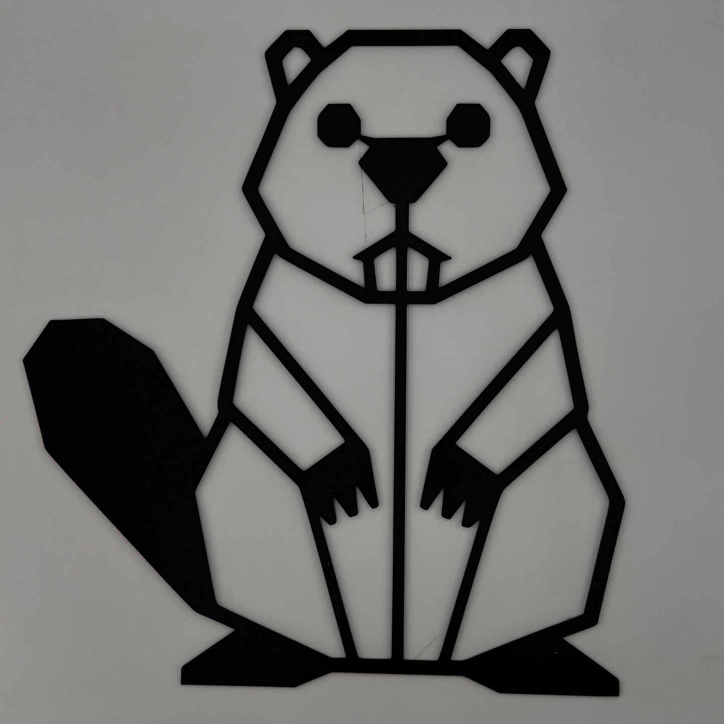 Geometryczny Bóbr nowoczesna ozdoba ścienna w stylu minimalistycznym, wykonana z PLA, projekt CNC3DX.