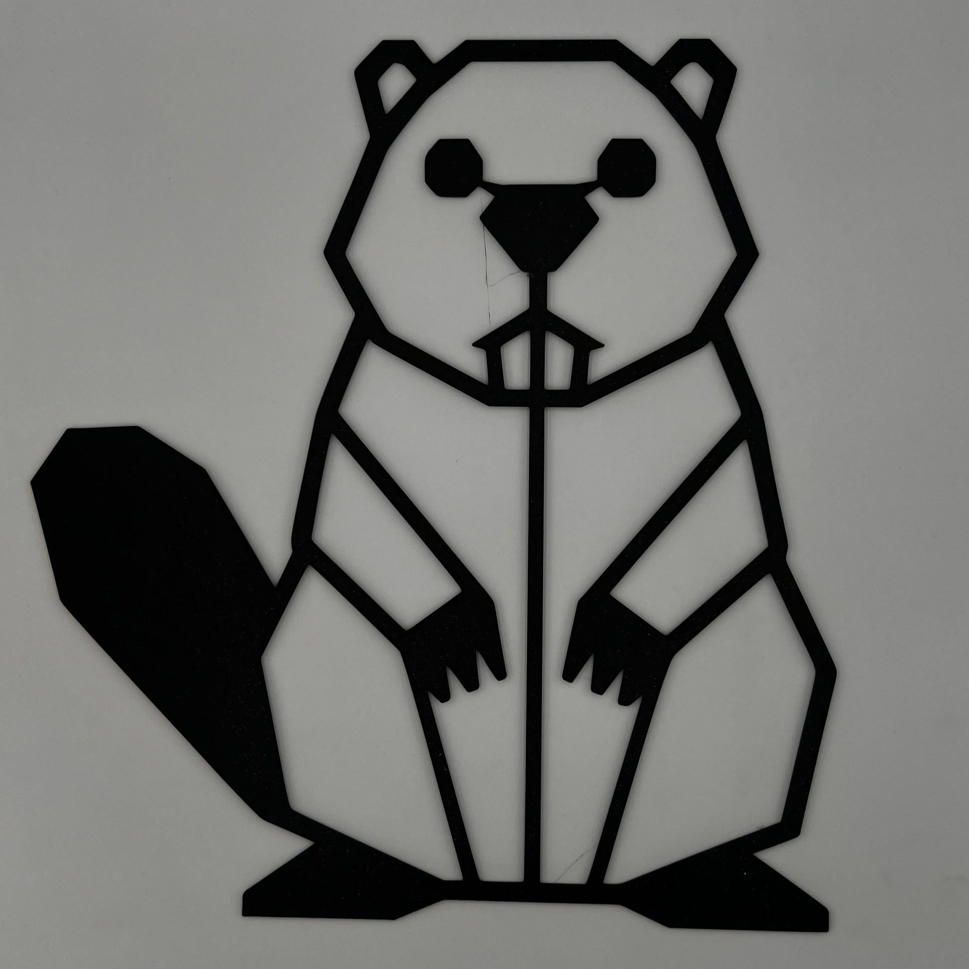 Geometryczny Bóbr nowoczesna ozdoba ścienna w stylu minimalistycznym, wykonana z PLA, projekt CNC3DX.