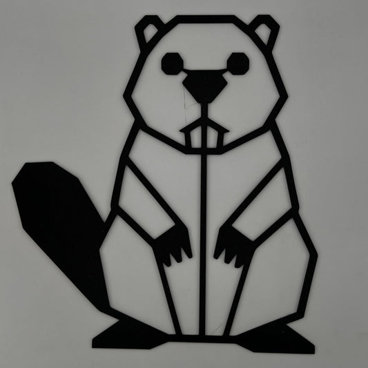 Geometryczny Bóbr nowoczesna ozdoba ścienna w stylu minimalistycznym, wykonana z PLA, projekt CNC3DX.