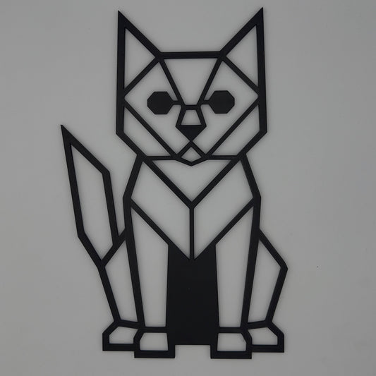 Geometryczny Kot – nowoczesna ozdoba ścienna w stylu minimalistycznym, wykonana z PLA, projekt CNC3DX.