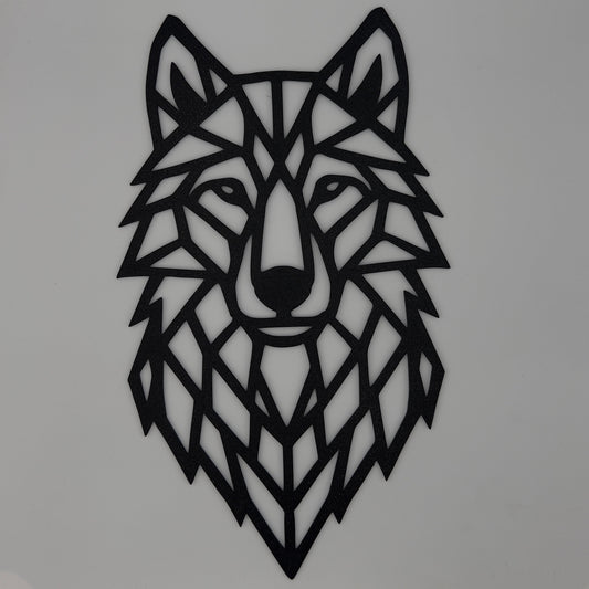 Geometryczny Wilk nowoczesna ozdoba ścienna w stylu minimalistycznym, wykonana z PLA, projekt CNC3DX.